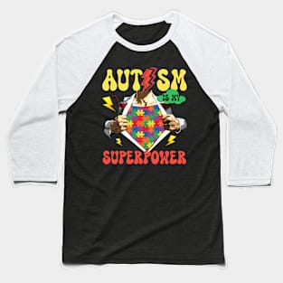 Heroes For Autism Autism Awareness Month Superpower Baseball T-Shirt